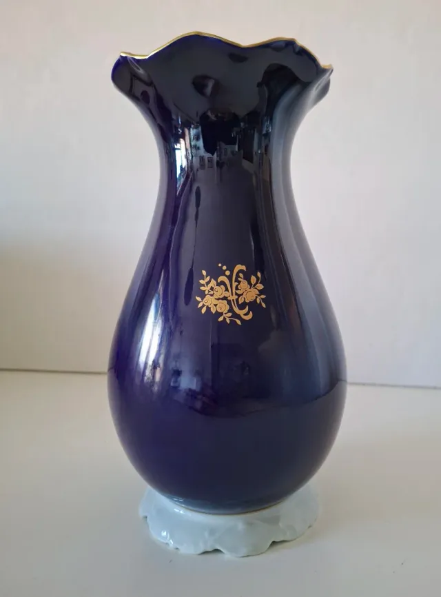 JARRÓN VINTAGE PORCELANA CAPEANS AZUL COBALTO