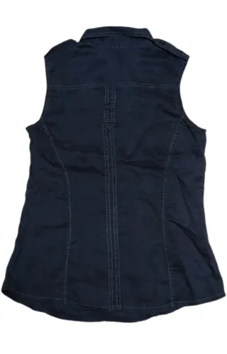 Camicetta smanicata in denim blu taglia S