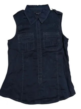 Camicetta smanicata in denim blu taglia S