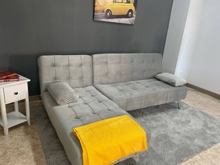 Sofá cama chaiselongue moderno gris