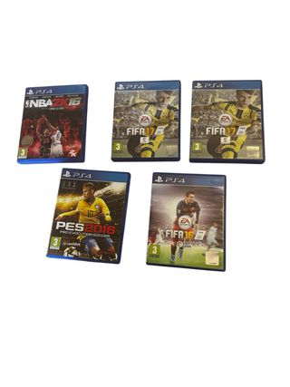 Lote 5 Juegos PS4: FIFA 16, 17, NBA 2K16, PES 2016