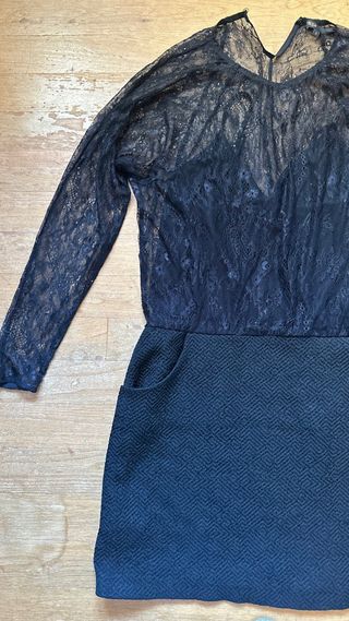 Vestido Maje Negro Encaje y Textura