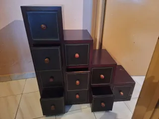 Mueble Escalera Cajonera Madera Cuero