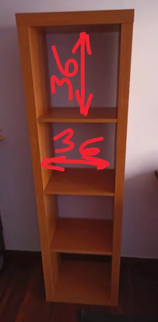 Dos estanterías de madera con 4 baldas