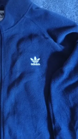 Adidas Vintage Fleece Track Jacket Navy Blue Y2K S