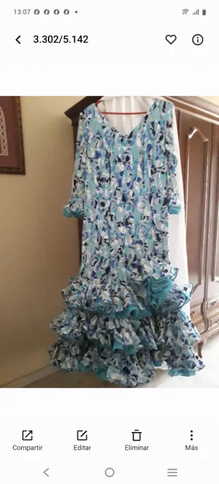Traje Flamenca Talla 46 Azul Multicolor
