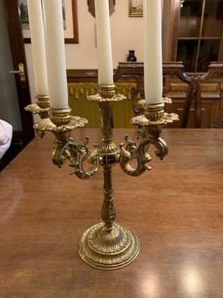 Pareja Candelabros Latón 5 Brazos Clásicos