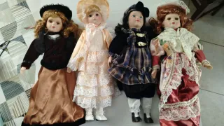 4 Bambole Porcellana da Collezione