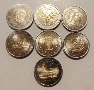 Lote 7 monedas 2 euros conmemorativas