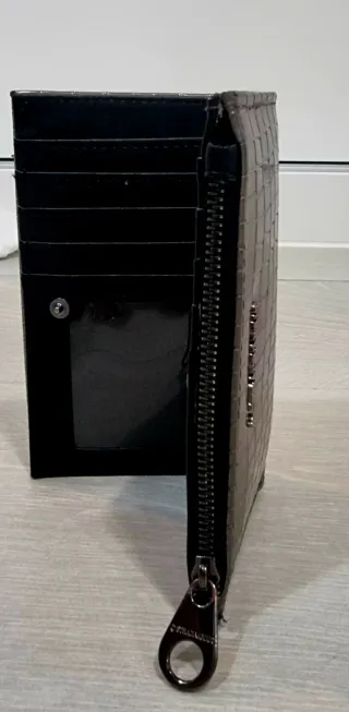 Billetera Metálica Cocodrilo Mujer Plata