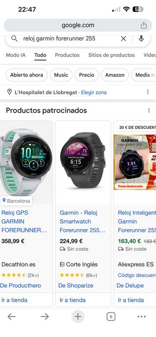 Reloj Garmin Forerunner 255 Gris