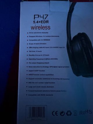 Auriculares P47 Inalámbricos Bluetooth 5.4+EDR