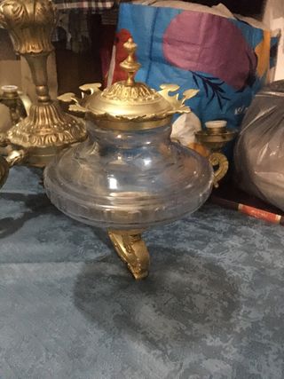 Lámpara de bronce y cristal