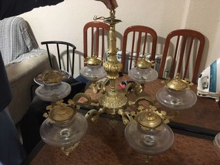 Lámpara de bronce y cristal