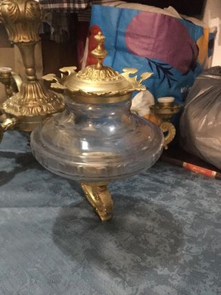 Lámpara de bronce y cristal