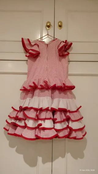 Traje Flamenca Niña Rojo y Blanco ajustable