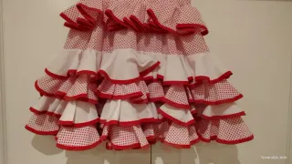 Traje Flamenca Niña Rojo y Blanco ajustable