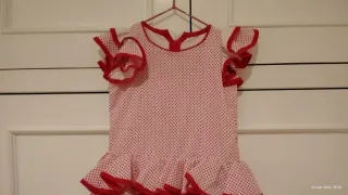Traje Flamenca Niña Rojo y Blanco ajustable