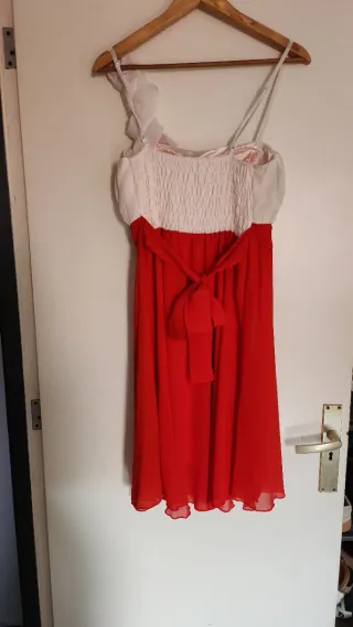 Vestido fiesta rojo y blanco