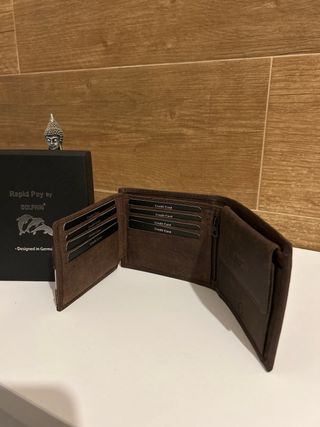Cartera Hombre Piel Marrón RFID Dolphin