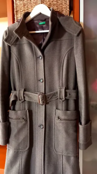 Cappotto Benetton donna tg 42 con cintura marrone
