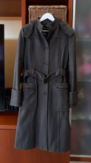 Cappotto Benetton donna tg 42 con cintura marrone