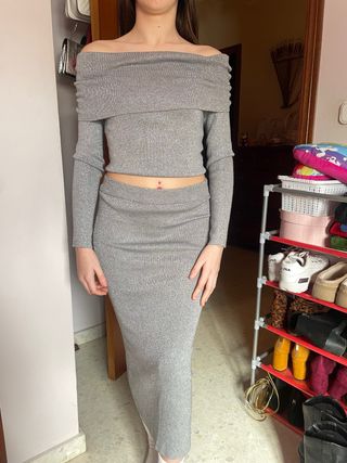 Conjunto gris brillante