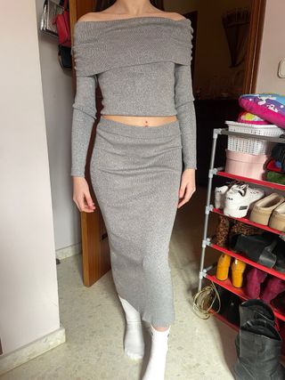 Conjunto gris brillante