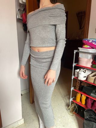 Conjunto gris brillante