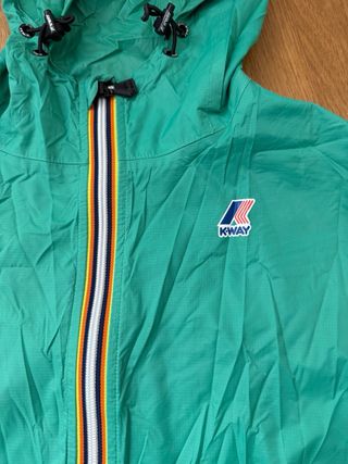 K-Way impermeabile con cappuccio verde taglia M