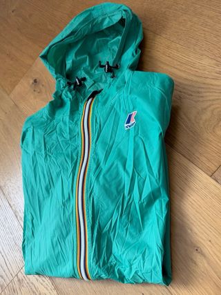 K-Way impermeabile con cappuccio verde taglia M