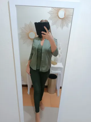 Camicia donna verde manica 3/4 'Benetton'