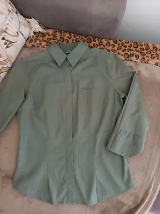 Camicia donna verde manica 3/4 'Benetton'