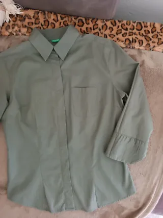 Camicia donna verde manica 3/4 'Benetton'