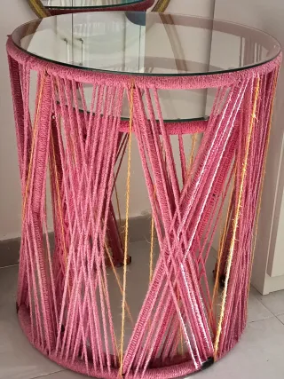 2 Mesas Auxiliares Cristal y lana