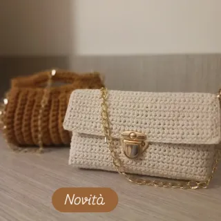 Borsa a tracolla uncinetto color panna