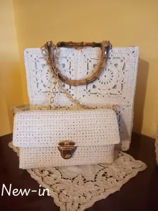 Borsa a tracolla uncinetto color panna