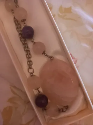Collana pietre dure rosa e viola