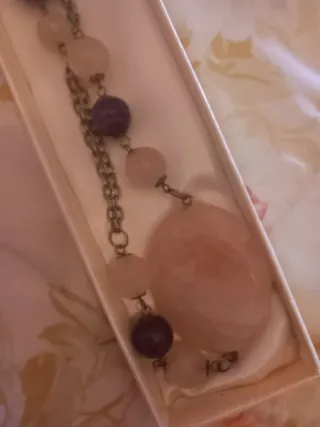 Collana pietre dure rosa e viola