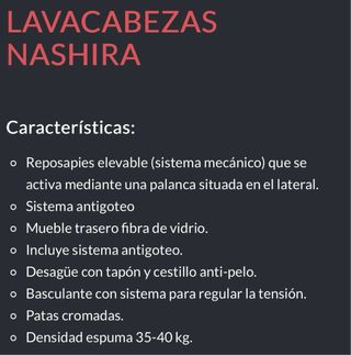 Lavacabezas Nashira Negro - PRECIO NEGOCIABLE