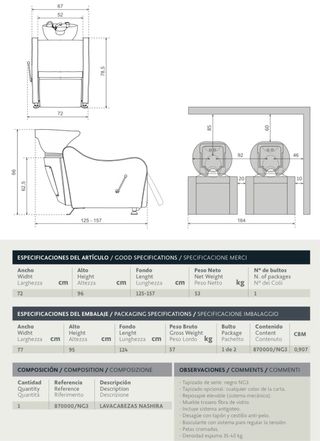 Lavacabezas Nashira Negro - PRECIO NEGOCIABLE