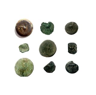 Lote de 9 monedas antiguas, castulos íberos