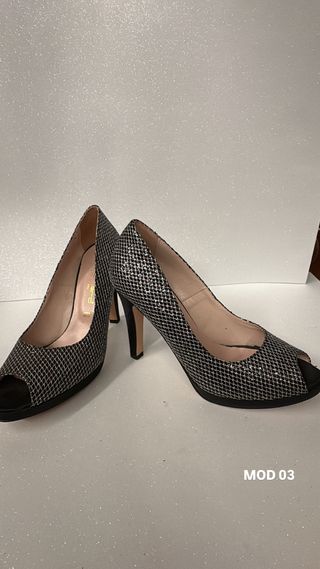 Tacchi Anno Zero neri e argento