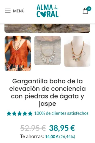 Collar ALMA de CORAL piedras naturales