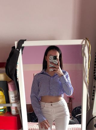 Camisa de rayas crop top