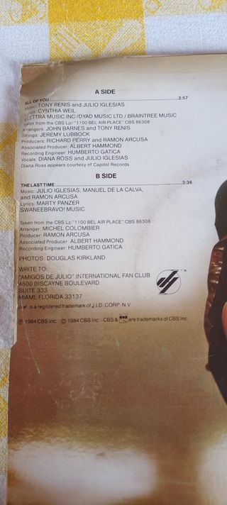 Vinil Julio Iglesias & Diana Ross - All of You