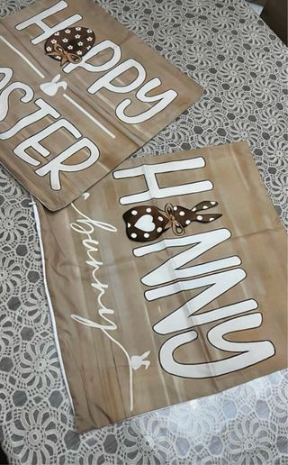 Coppia Federe Cuscini Hoppy Easter Hunny Bunny