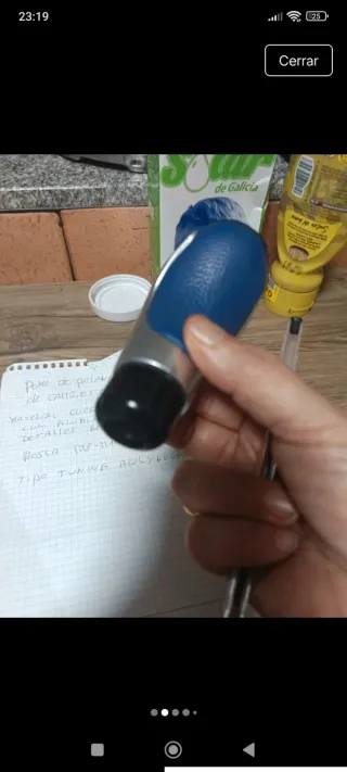 Pomo Palanca Cambio Coche Cuero Aluminio