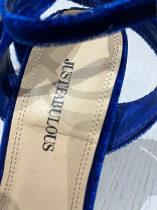 Sandalias Terciopelo Azul T38 JUSTFAB  Nuevas