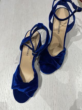 Sandalias Terciopelo Azul T38 JUSTFAB  Nuevas